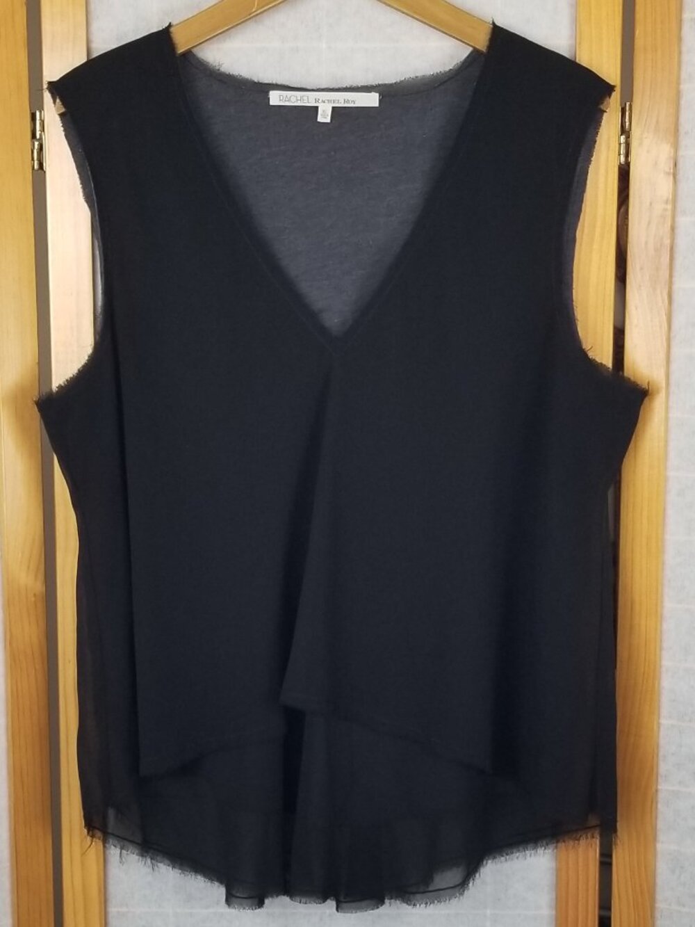 Rachel Rachel Roy Black Dressy Top Size XL Sleeveless Layered